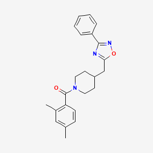 molecular formula C23H25N3O2 B2566240 1-(2,4-二甲苯甲酰)-4-[(3-苯基-1,2,4-恶二唑-5-基)甲基]哌啶 CAS No. 1775456-21-7
