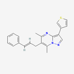 molecular formula C21H19N3S B2566249 5,7-dimethyl-6-[(E)-3-phenyl-2-propenyl]-3-(3-thienyl)pyrazolo[1,5-a]pyrimidine CAS No. 865660-41-9