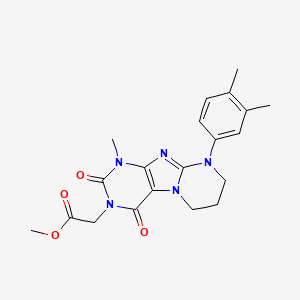 molecular formula C20H23N5O4 B2566252 methyl 2-[9-(3,4-dimethylphenyl)-1-methyl-2,4-dioxo-7,8-dihydro-6H-purino[7,8-a]pyrimidin-3-yl]acetate CAS No. 844826-32-0