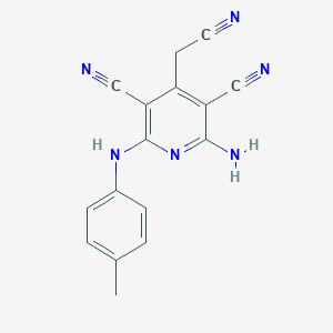 molecular formula C16H12N6 B256626 2-Amino-4-(cyanomethyl)-6-[(4-methylphenyl)amino]pyridine-3,5-dicarbonitrile 