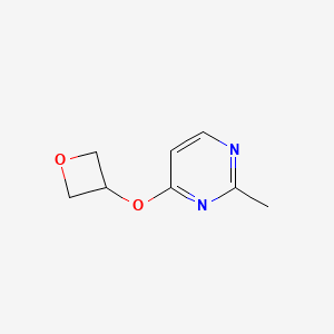 molecular formula C8H10N2O2 B2566261 2-甲基-4-(氧杂环丙烷-3-氧基)嘧啶 CAS No. 2202260-84-0