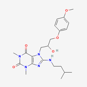 molecular formula C22H31N5O5 B2566271 7-(2-羟基-3-(4-甲氧基苯氧基)丙基)-8-(异戊氨基)-1,3-二甲基-1H-嘌呤-2,6(3H,7H)-二酮 CAS No. 941937-77-5