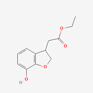 molecular formula C12H14O4 B2566273 Ethyl 2-(7-hydroxy-2,3-dihydro-1-benzofuran-3-yl)acetate CAS No. 2112485-54-6