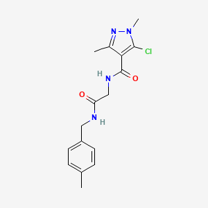 molecular formula C16H19ClN4O2 B2566277 5-chloro-1,3-dimethyl-N-{2-[(4-methylbenzyl)amino]-2-oxoethyl}-1H-pyrazole-4-carboxamide CAS No. 955961-68-9
