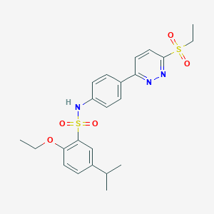 molecular formula C23H27N3O5S2 B2566280 2-乙氧基-N-(4-(6-(乙磺酰基)吡啶嗪-3-基)苯基)-5-异丙基苯磺酰胺 CAS No. 921815-90-9