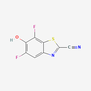 molecular formula C8H2F2N2OS B2566286 5,7-Difluoro-6-hydroxy-1,3-benzothiazole-2-carbonitrile CAS No. 1260754-29-7