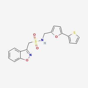molecular formula C17H14N2O4S2 B2566287 1-(benzo[d]isoxazol-3-yl)-N-((5-(thiophen-2-yl)furan-2-yl)methyl)methanesulfonamide CAS No. 2034348-25-7