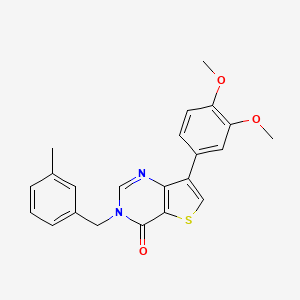 molecular formula C22H20N2O3S B2566290 7-(3,4-dimethoxyphenyl)-3-(3-methylbenzyl)thieno[3,2-d]pyrimidin-4(3H)-one CAS No. 1105219-90-6
