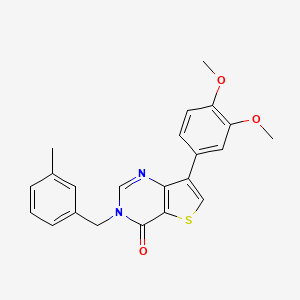 molecular formula C22H20N2O3S B2566290 7-(3,4-二甲氧基苯基)-3-(3-甲基苄基)噻吩并[3,2-d]嘧啶-4(3H)-酮 CAS No. 1105219-90-6