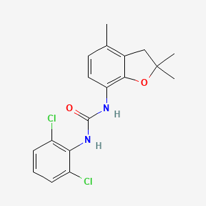 molecular formula C18H18Cl2N2O2 B2566293 N-(2,6-dichlorophenyl)-N'-(2,2,4-trimethyl-2,3-dihydro-1-benzofuran-7-yl)urea CAS No. 866008-62-0
