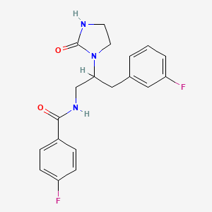 4-fluoro-N-(3-(3-fluorophenyl)-2-(2-oxoimidazolidin-1-yl)propyl)benzamide