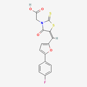 molecular formula C16H10FNO4S2 B2566302 (E)-2-(5-((5-(4-fluorophenyl)furan-2-yl)methylene)-4-oxo-2-thioxothiazolidin-3-yl)acetic acid CAS No. 851302-87-9
