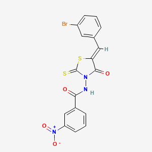 molecular formula C17H10BrN3O4S2 B2566304 N-[(5Z)-5-[(3-bromophenyl)methylidene]-4-oxo-2-sulfanylidene-1,3-thiazolidin-3-yl]-3-nitrobenzamide CAS No. 299950-75-7
