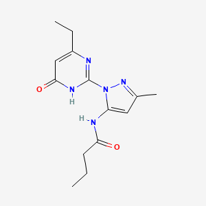 molecular formula C14H19N5O2 B2566305 N-(1-(4-ethyl-6-oxo-1,6-dihydropyrimidin-2-yl)-3-methyl-1H-pyrazol-5-yl)butyramide CAS No. 1002483-17-1