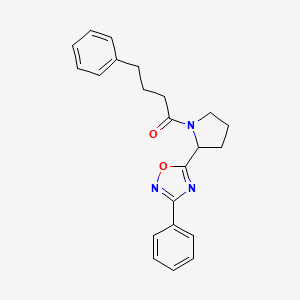 molecular formula C22H23N3O2 B2566310 3-Phenyl-5-[1-(4-phenylbutanoyl)pyrrolidin-2-yl]-1,2,4-oxadiazole CAS No. 1798660-55-5
