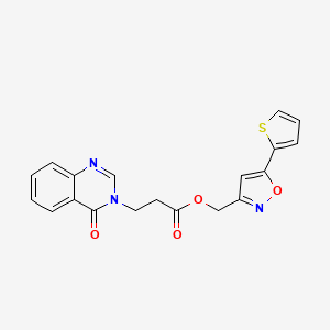 molecular formula C19H15N3O4S B2566311 (5-(thiophen-2-yl)isoxazol-3-yl)methyl 3-(4-oxoquinazolin-3(4H)-yl)propanoate CAS No. 1203170-92-6