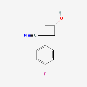 molecular formula C11H10FNO B2566313 3-Cyano-3-(4-fluorophenyl)cyclobutan-1-ol CAS No. 1202008-97-6