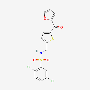 molecular formula C16H11Cl2NO4S2 B2566317 2,5-二氯-N-((5-(呋喃-2-羰基)噻吩-2-基)甲基)苯磺酰胺 CAS No. 1797182-56-9