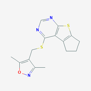 molecular formula C15H15N3OS2 B256632 12-{[(3,5-Dimethyl-1,2-oxazol-4-yl)methyl]sulfanyl}-7-thia-9,11-diazatricyclo[6.4.0.0^{2,6}]dodeca-1(12),2(6),8,10-tetraene 