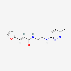 molecular formula C14H16N4O2 B2566321 (E)-3-(furan-2-yl)-N-(2-((6-methylpyridazin-3-yl)amino)ethyl)acrylamide CAS No. 1251711-27-9