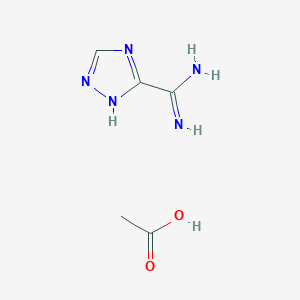 molecular formula C5H9N5O2 B2566322 4H-1,2,4-triazole-3-carboximidamide, acetic acid CAS No. 1803591-89-0