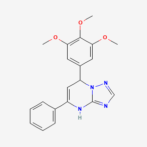 molecular formula C20H20N4O3 B2566335 5-Phenyl-7-(3,4,5-trimethoxyphenyl)-4,7-dihydro[1,2,4]triazolo[1,5-a]pyrimidine CAS No. 442865-61-4