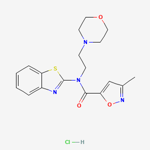 molecular formula C18H21ClN4O3S B2566344 N-(benzo[d]thiazol-2-yl)-3-methyl-N-(2-morpholinoethyl)isoxazole-5-carboxamide hydrochloride CAS No. 1323342-03-5