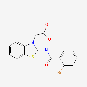 molecular formula C17H13BrN2O3S B2566345 2-[2-(2-溴苯甲酰)亚氨基-1,3-苯并噻唑-3-基]乙酸甲酯 CAS No. 865197-59-7