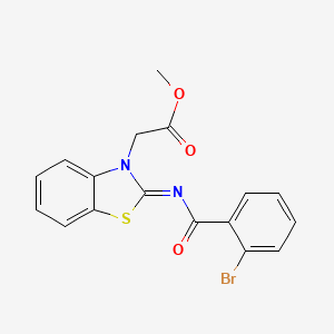 molecular formula C17H13BrN2O3S B2566345 Acétate de méthyle 2-[2-(2-bromobenzoyl)imino-1,3-benzothiazol-3-yl] CAS No. 865197-59-7