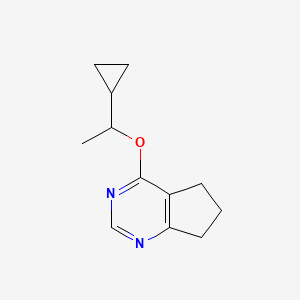 molecular formula C12H16N2O B2566349 4-(1-cyclopropylethoxy)-5H,6H,7H-cyclopenta[d]pyrimidine CAS No. 2199572-83-1