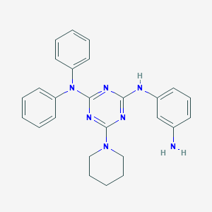 molecular formula C26H27N7 B256635 N-[4-(3-aminoanilino)-6-piperidino-1,3,5-triazin-2-yl]-N,N-diphenylamine 