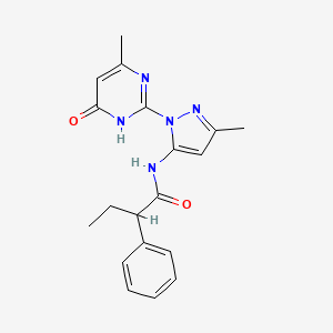 molecular formula C19H21N5O2 B2566363 N-(3-methyl-1-(4-methyl-6-oxo-1,6-dihydropyrimidin-2-yl)-1H-pyrazol-5-yl)-2-phenylbutanamide CAS No. 1008581-08-5