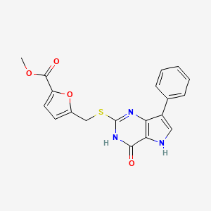molecular formula C19H15N3O4S B2566368 methyl 5-(((4-oxo-7-phenyl-4,5-dihydro-3H-pyrrolo[3,2-d]pyrimidin-2-yl)thio)methyl)furan-2-carboxylate CAS No. 1029739-49-8