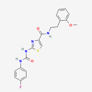 molecular formula C20H19FN4O3S B2566371 2-(3-(4-fluorophenyl)ureido)-N-(2-methoxyphenethyl)thiazole-4-carboxamide CAS No. 941988-90-5