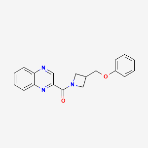 molecular formula C19H17N3O2 B2566372 (3-(Phenoxymethyl)azetidin-1-yl)(quinoxalin-2-yl)methanone CAS No. 2034443-09-7