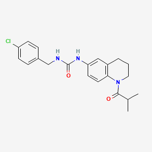 molecular formula C21H24ClN3O2 B2566377 1-(4-Chlorobenzyl)-3-(1-isobutyryl-1,2,3,4-tetrahydroquinolin-6-yl)urea CAS No. 1203132-05-1