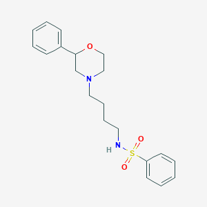 molecular formula C20H26N2O3S B2566379 N-[4-(2-フェニルモルホリン-4-イル)ブチル]ベンゼンスルホンアミド CAS No. 954002-12-1