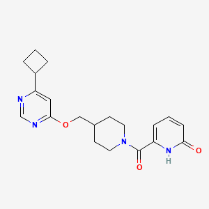 molecular formula C20H24N4O3 B2566395 6-[4-[(6-Cyclobutylpyrimidin-4-yl)oxymethyl]piperidine-1-carbonyl]-1H-pyridin-2-one CAS No. 2380043-91-2