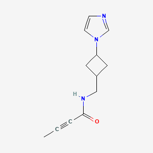 molecular formula C12H15N3O B2566398 N-[(3-Imidazol-1-ylcyclobutyl)methyl]but-2-ynamide CAS No. 2411305-68-3