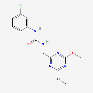 molecular formula C13H14ClN5O3 B2566400 1-(3-Chlorophenyl)-3-((4,6-dimethoxy-1,3,5-triazin-2-yl)methyl)urea CAS No. 2034356-59-5