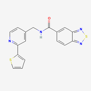 molecular formula C17H12N4OS2 B2566402 N-((2-(thiophen-2-yl)pyridin-4-yl)methyl)benzo[c][1,2,5]thiadiazole-5-carboxamide CAS No. 2034435-57-7