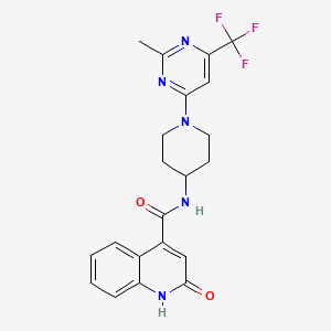 molecular formula C21H20F3N5O2 B2566411 2-羟基-N-(1-(2-甲基-6-(三氟甲基)嘧啶-4-基)哌啶-4-基)喹啉-4-甲酰胺 CAS No. 2034259-36-2