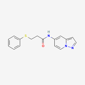 molecular formula C16H15N3OS B2566414 3-(phenylthio)-N-(pyrazolo[1,5-a]pyridin-5-yl)propanamide CAS No. 2034258-00-7