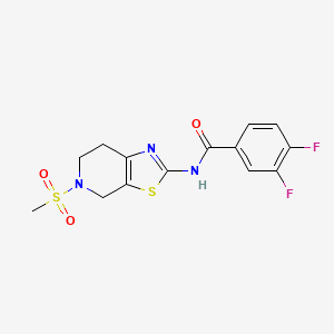 molecular formula C14H13F2N3O3S2 B2566421 3,4-difluoro-N-(5-(methylsulfonyl)-4,5,6,7-tetrahydrothiazolo[5,4-c]pyridin-2-yl)benzamide CAS No. 1396682-60-2