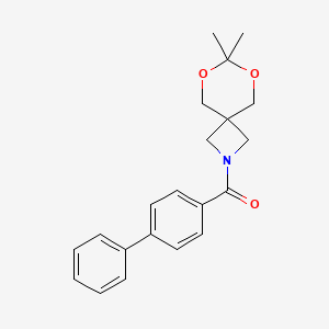 molecular formula C21H23NO3 B2566424 [1,1'-Biphenyl]-4-yl(7,7-dimethyl-6,8-dioxa-2-azaspiro[3.5]nonan-2-yl)methanone CAS No. 1351632-86-4