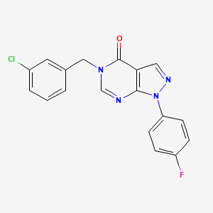 molecular formula C18H12ClFN4O B2566430 5-[(3-Chlorophenyl)methyl]-1-(4-fluorophenyl)pyrazolo[3,4-d]pyrimidin-4-one CAS No. 852451-03-7