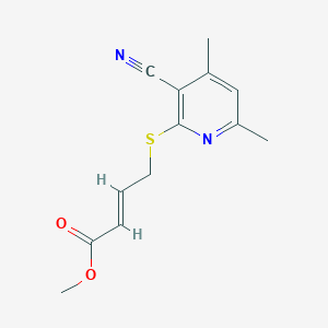 molecular formula C13H14N2O2S B2566436 Methyl 4-((3-cyano-4,6-dimethyl-2-pyridinyl)sulfanyl)-2-butenoate CAS No. 339276-73-2