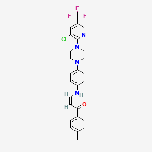molecular formula C26H24ClF3N4O B2566438 3-(4-{4-[3-Chloro-5-(trifluoromethyl)-2-pyridinyl]piperazino}anilino)-1-(4-methylphenyl)-2-propen-1-one CAS No. 478262-29-2