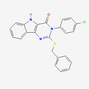 molecular formula C23H16ClN3OS B2566450 2-(benzylthio)-3-(4-chlorophenyl)-3H-pyrimido[5,4-b]indol-4(5H)-one CAS No. 536715-32-9