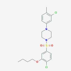 molecular formula C21H26Cl2N2O3S B2566453 1-(3-Butoxy-4-chlorobenzenesulfonyl)-4-(3-chloro-4-methylphenyl)piperazine CAS No. 2361756-95-6